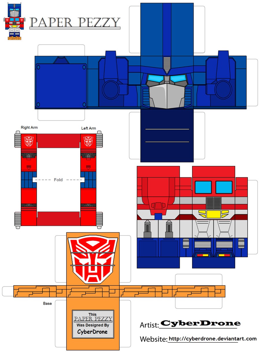 Papercraft Grenade Paper Pezzy Optimus Prime G1 by Cyberdroneviantart On