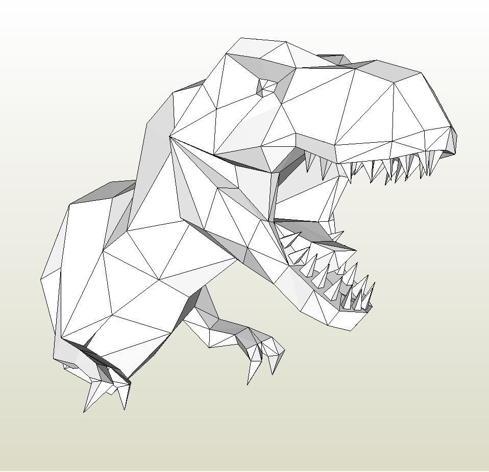 Papercraft Grenade Papercraft Pdo File Template for Animal Tyrannosaurus Wall Bust