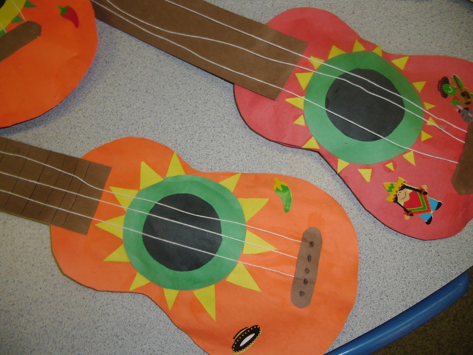 Papercraft Guitar Patties Classroom Cinco De Mayo Mariachi Guitars and Corn tortillas