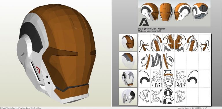 Papercraft Halo Helmet Redhood Pepakura Screenshot Marvel & Dc ...