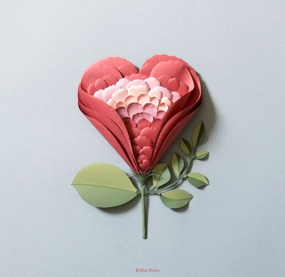 Papercraft Heart Tutorial Flower Heart Paper Sculpture
