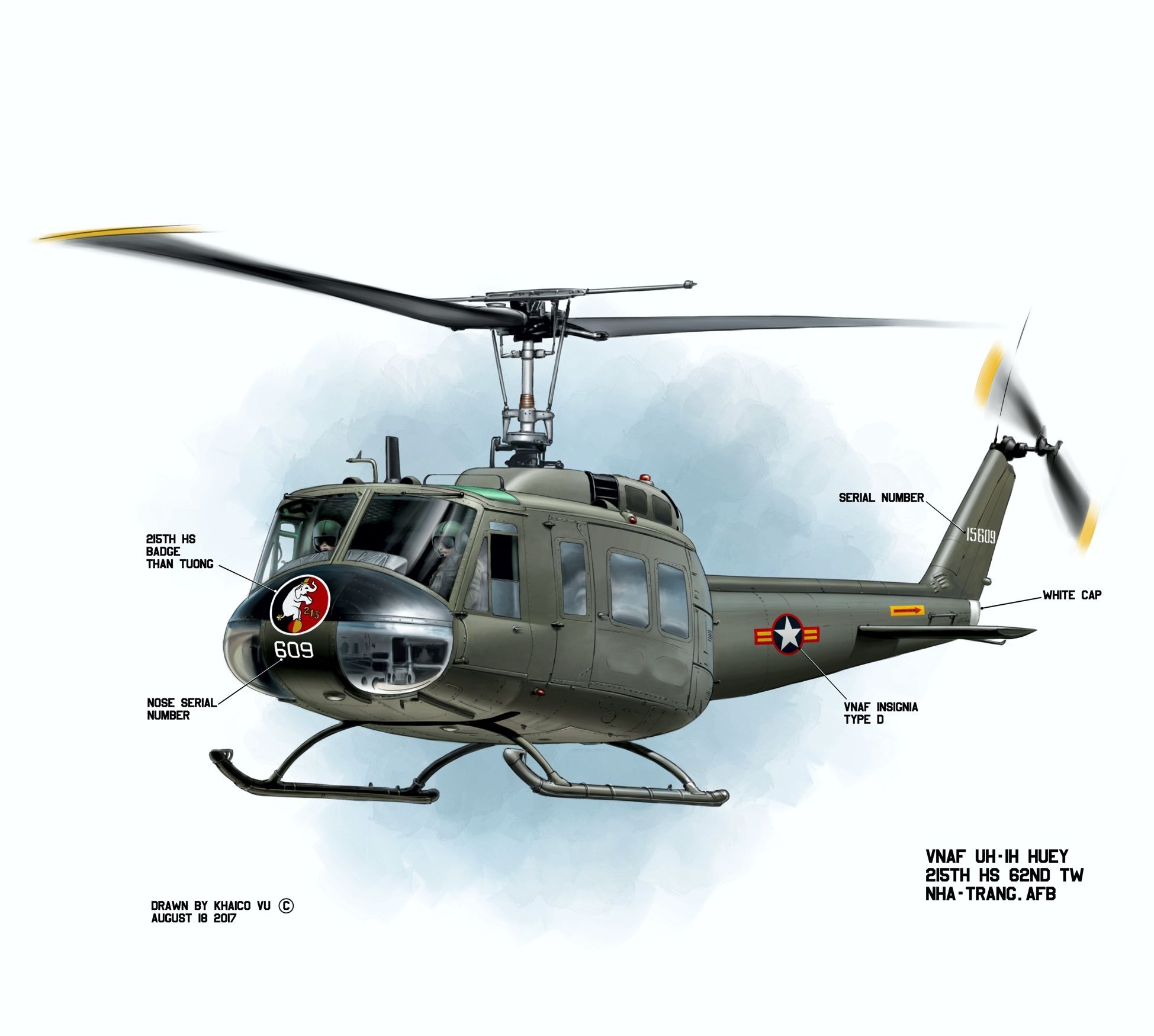 Papercraft Helicopter Vnaf Uh 1 Huey Unit Markings Reference for Decal Manufacture