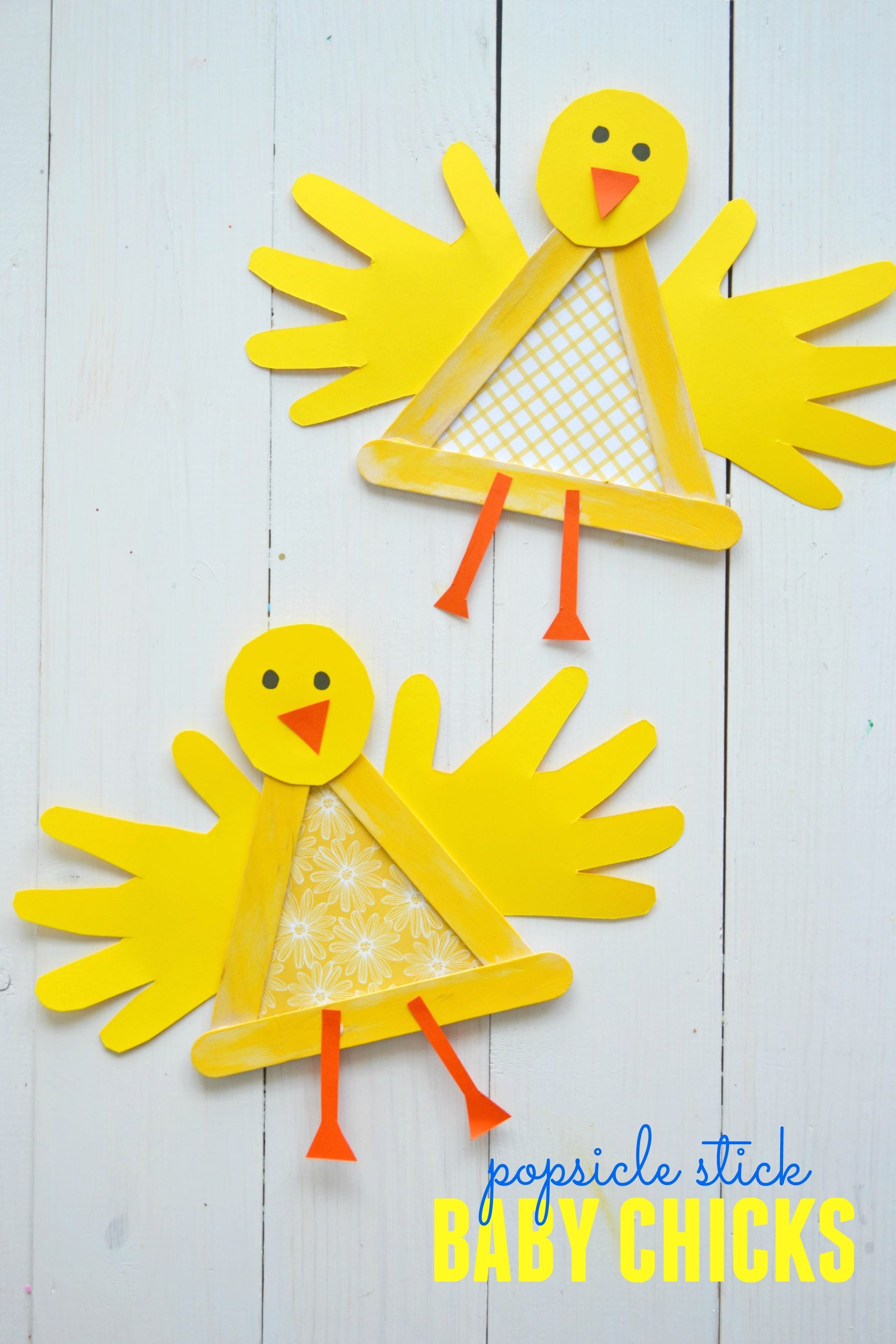 Papercraft Ideas for Children Crafty Popsicle Stick Baby Chick for Spring Ideas