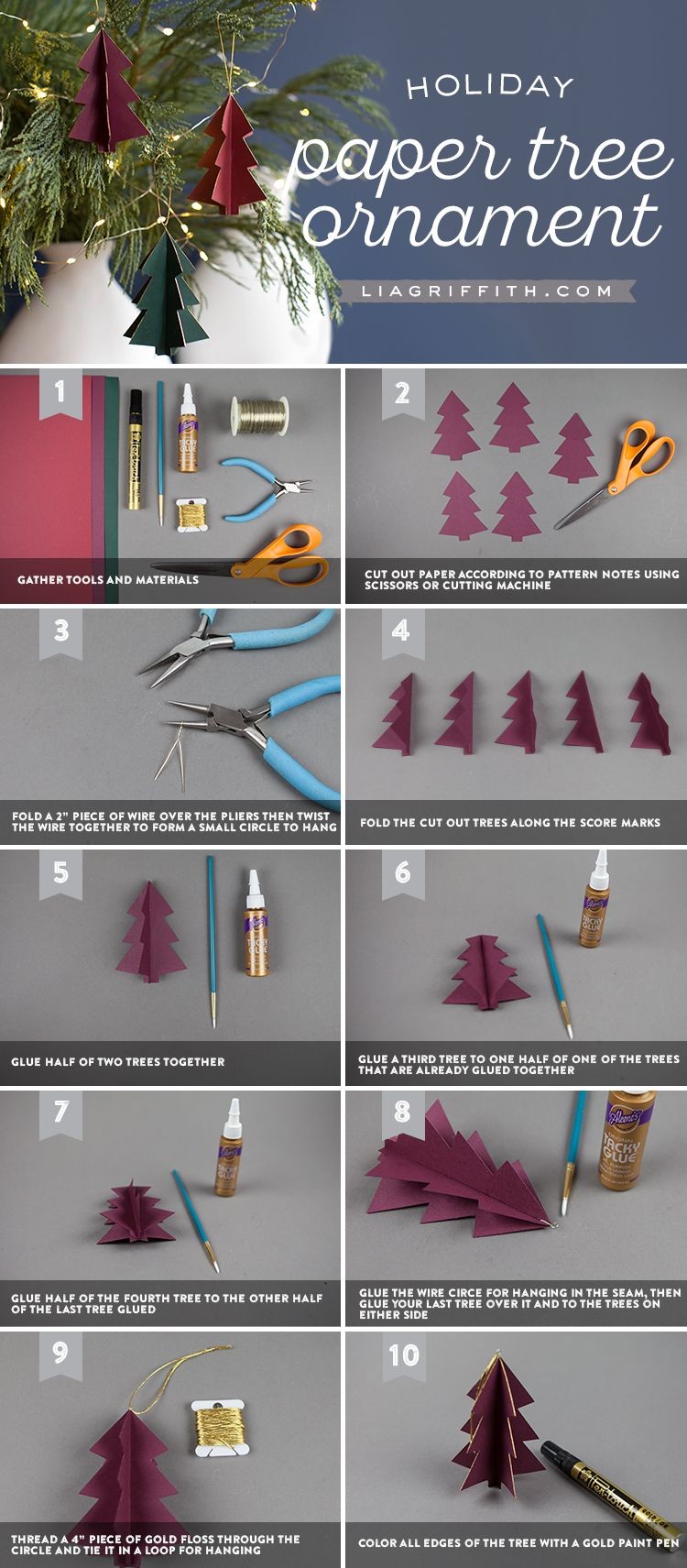 Papercraft Ideas for Christmas 3d Paper Tree ornaments