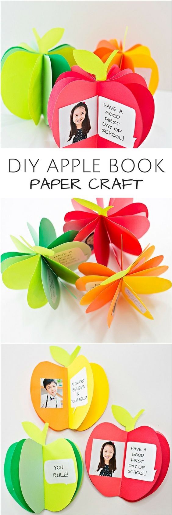 Papercraft Kids Diy 3d Apple Book Paper Craft Cute Back to School Craft for Kids or