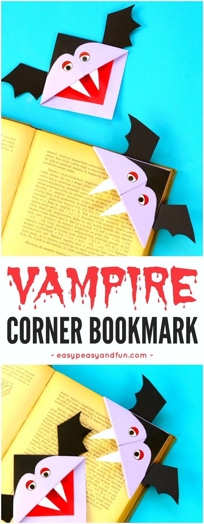 Papercraft Kids Vampire Corner Bookmark Fun Looking Diy Halloween Bookmark