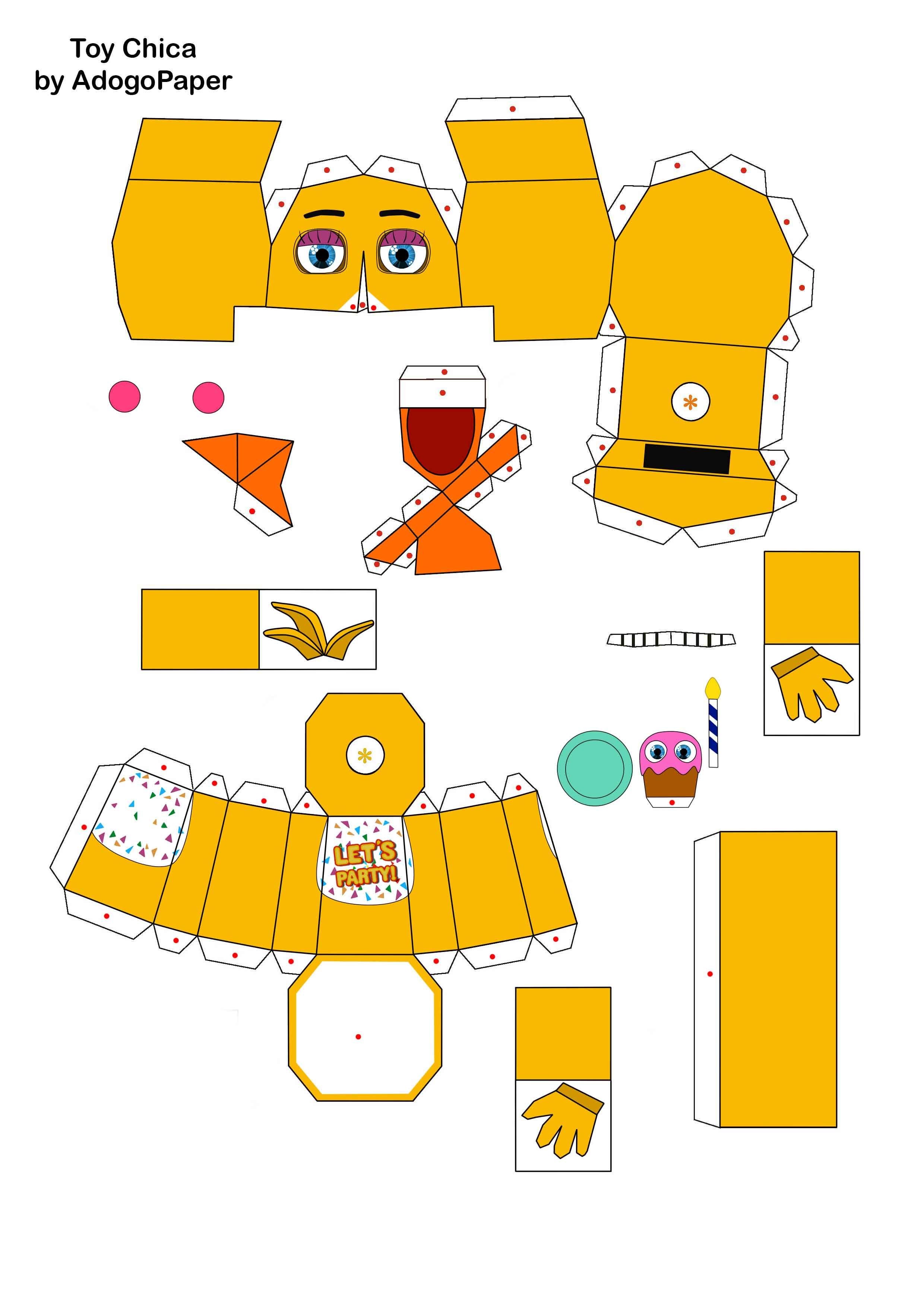 Papercraft Laptop Five Nights at Freddy S 2 toy Chica Papercraft Pt1 by Adogopaper