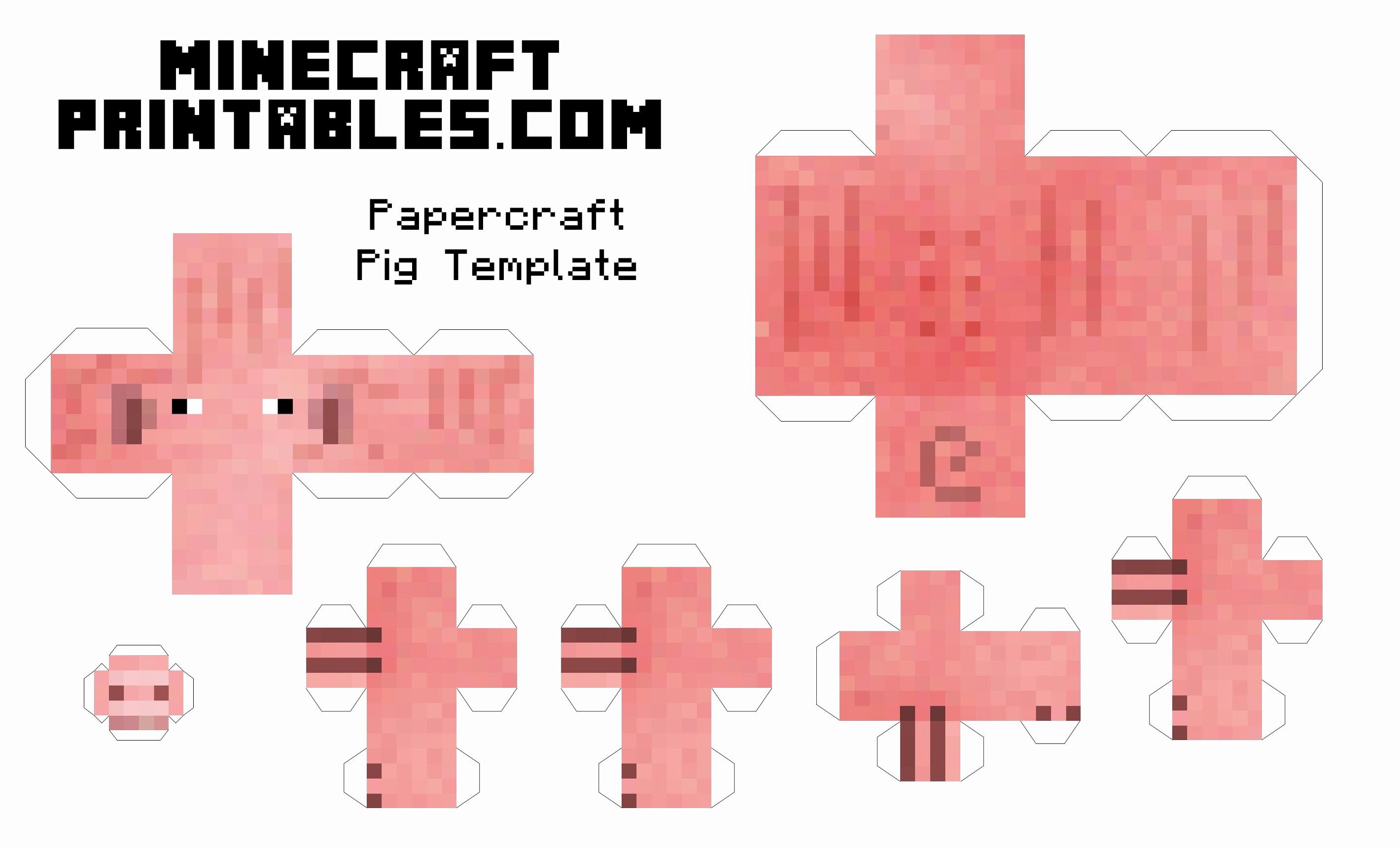 Papercraft Minecraft Pig Minecraft Sword Template New Minecraft Cut Out Templates Unique
