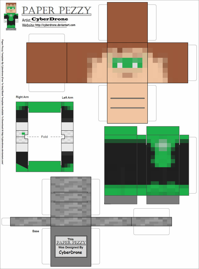 Papercraft Minecraft Skins Green Lantern Minecraft Papercraft Intended For Minecraft Blank Skin Template