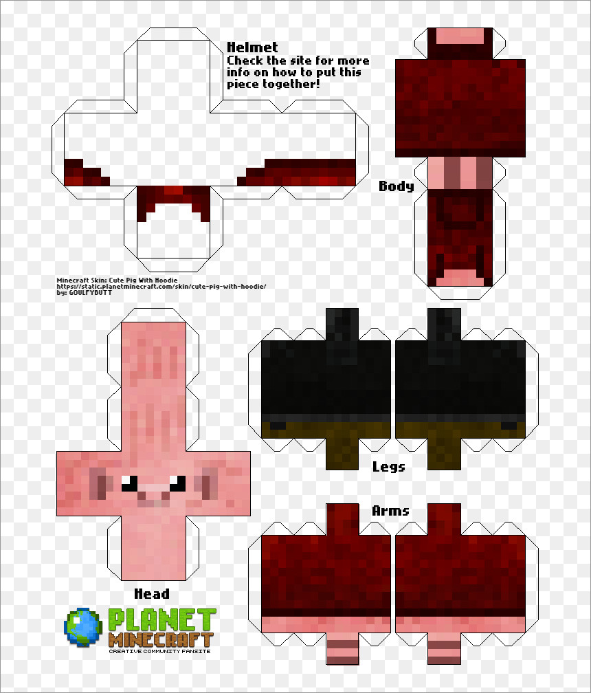 Papercraft Minecraft Skins Minecraft Papercraft Pig with Hoodie