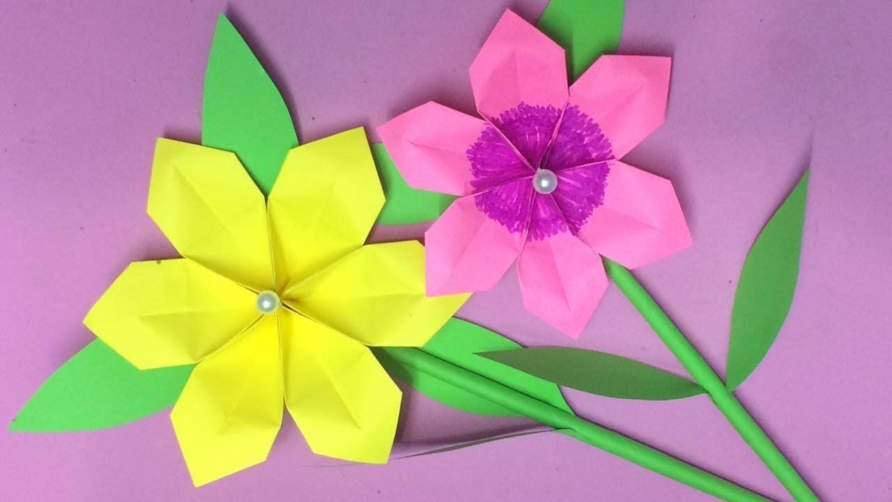 Papercraft origami Flowers How to Make origami Flower with Paper