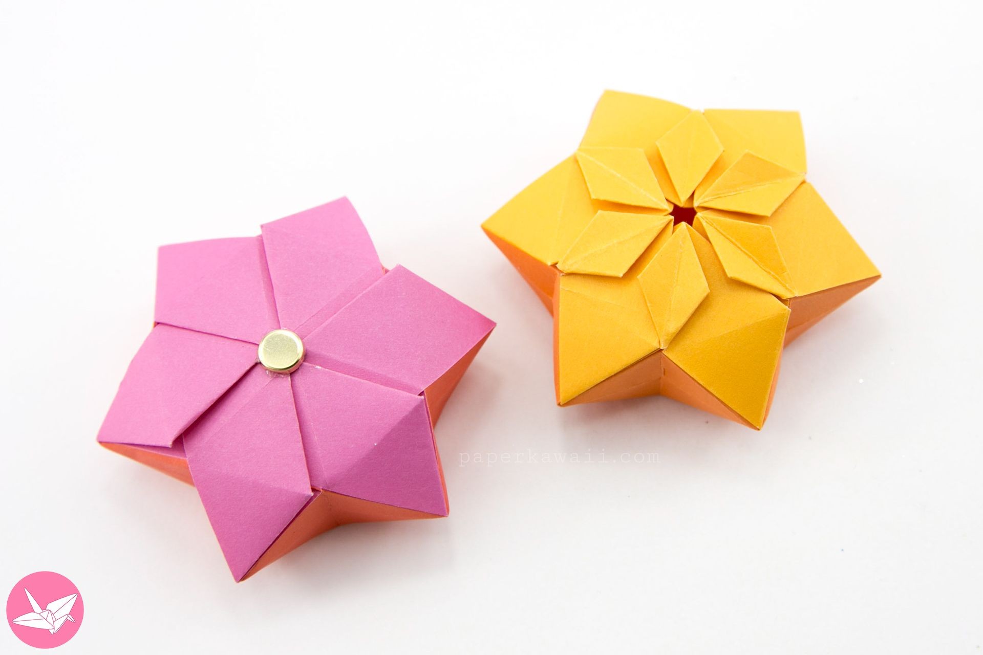 Papercraft origami Flowers origami Hexagonal Puffy Star Tutorial
