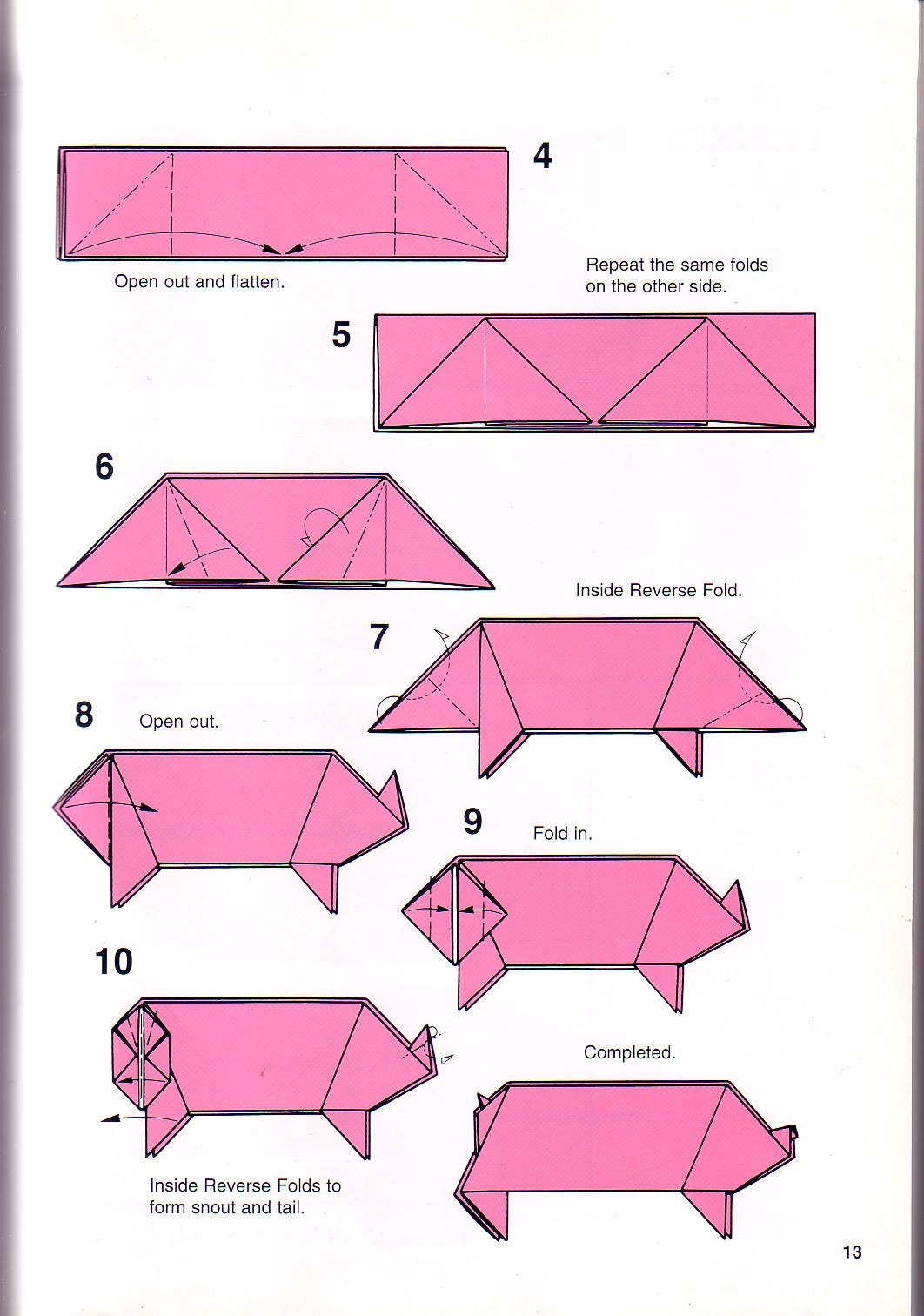 Papercraft Pig Very Simple Pig origami Instructions 1 Papes Pinterest