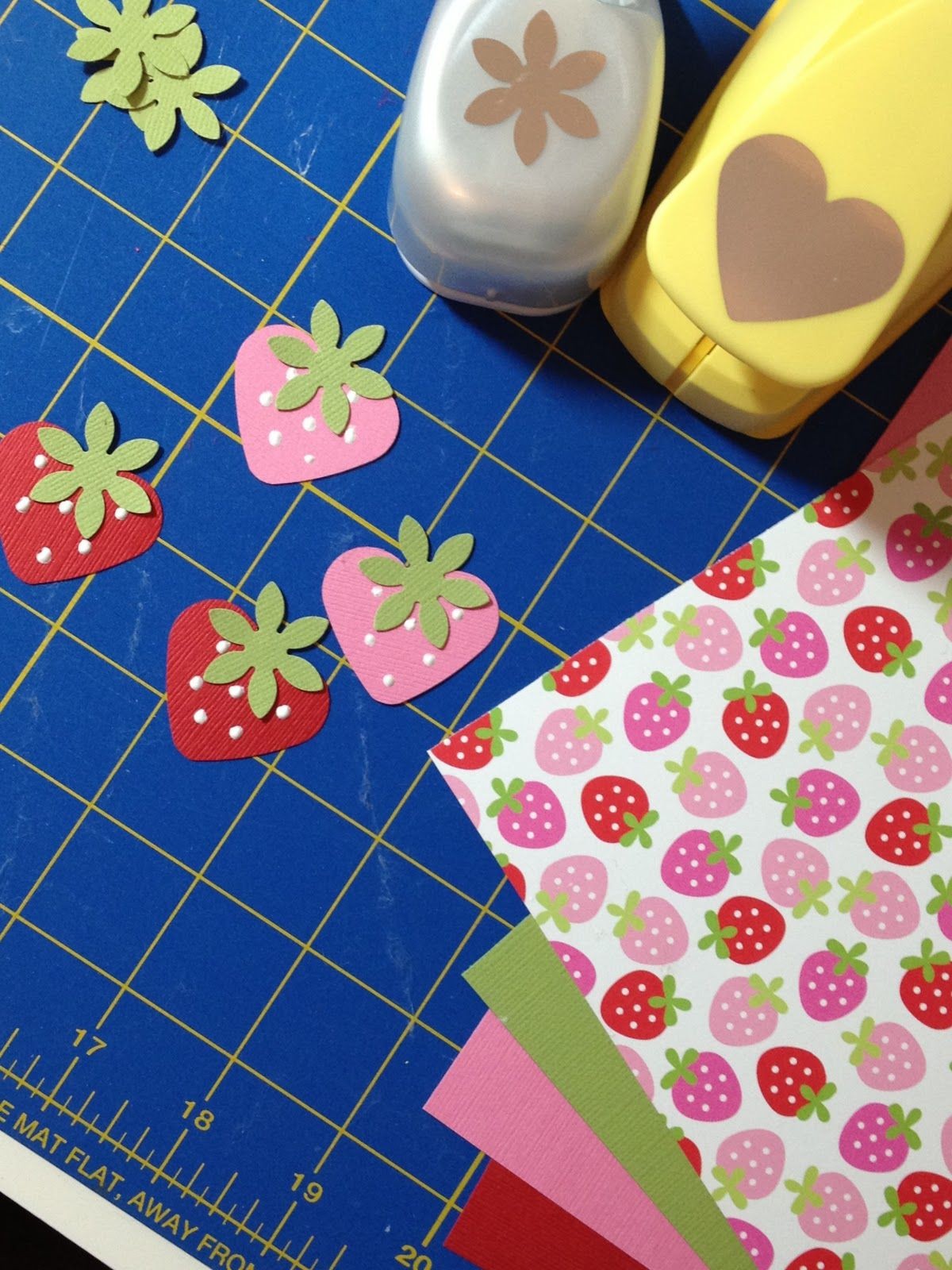 Papercraft Punches Use A Heart Punch and A Flower Punch to Make A Strawberry Add some