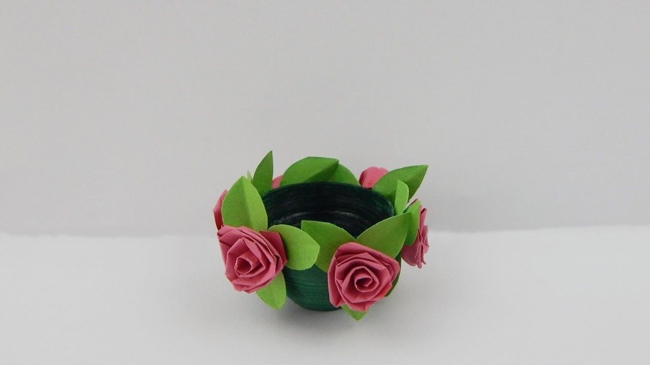 Papercraft Rose Decoration Quilling Bowl with Roses Diy Papercraft Table Deco