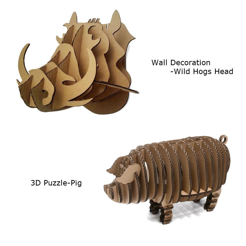 Papercraft Sheep 3d Puzzle Cardboard Animal Head Wild Hogs Wall Mount Diy Craft Art