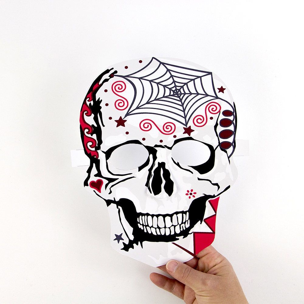 Papercraft Skull Paper Craft Halloween Skull Mask Day Of the Dead D­a De Muertos