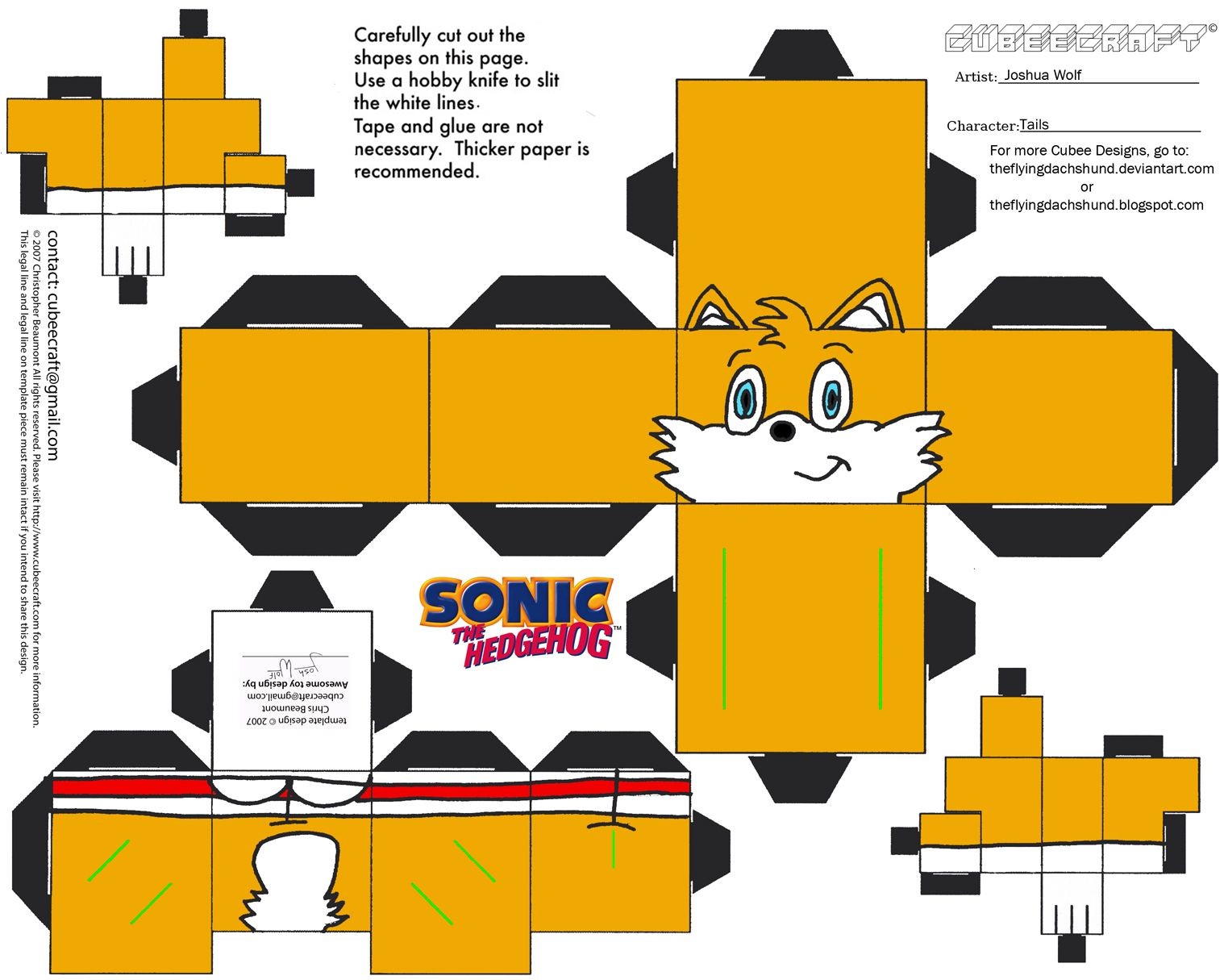 Papercraft sonic Papertoy sonic Tails sonic the Hedgehog Printables