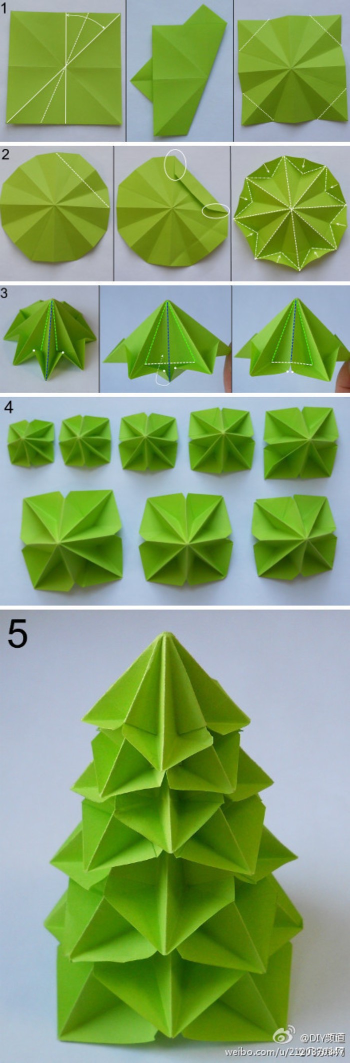 Papercraft Tree origami Modular Christmas Tree Folding Instructions