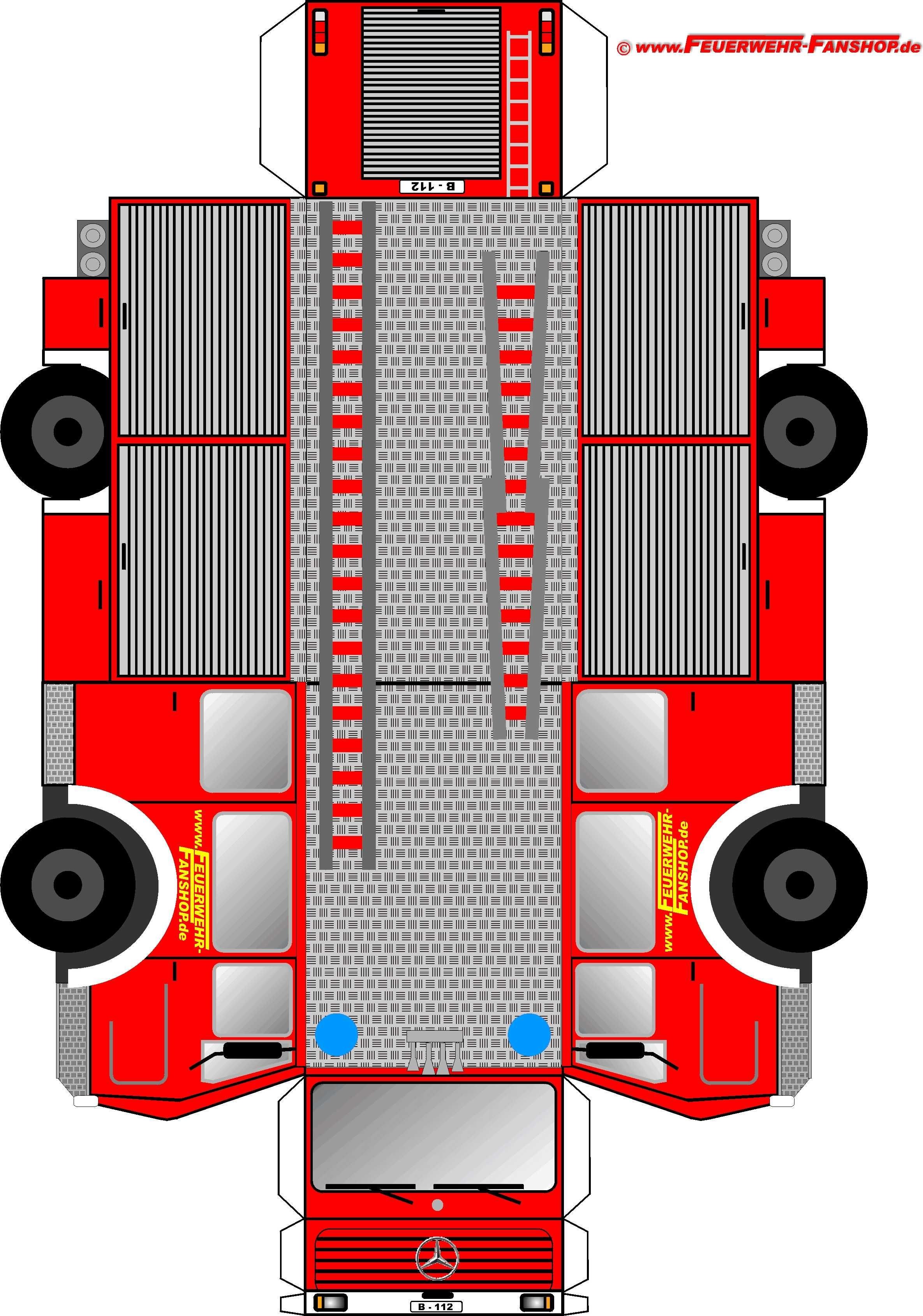 Papercraft Truck Feuerwehrauto Basteln Pap­r Pinterest