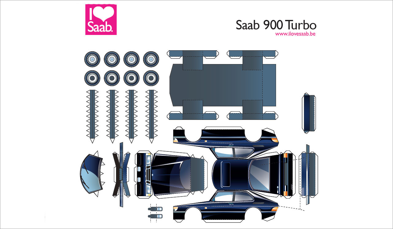 Papercraft Vehicles Saab 900 Turbo Vehicle Papercraft