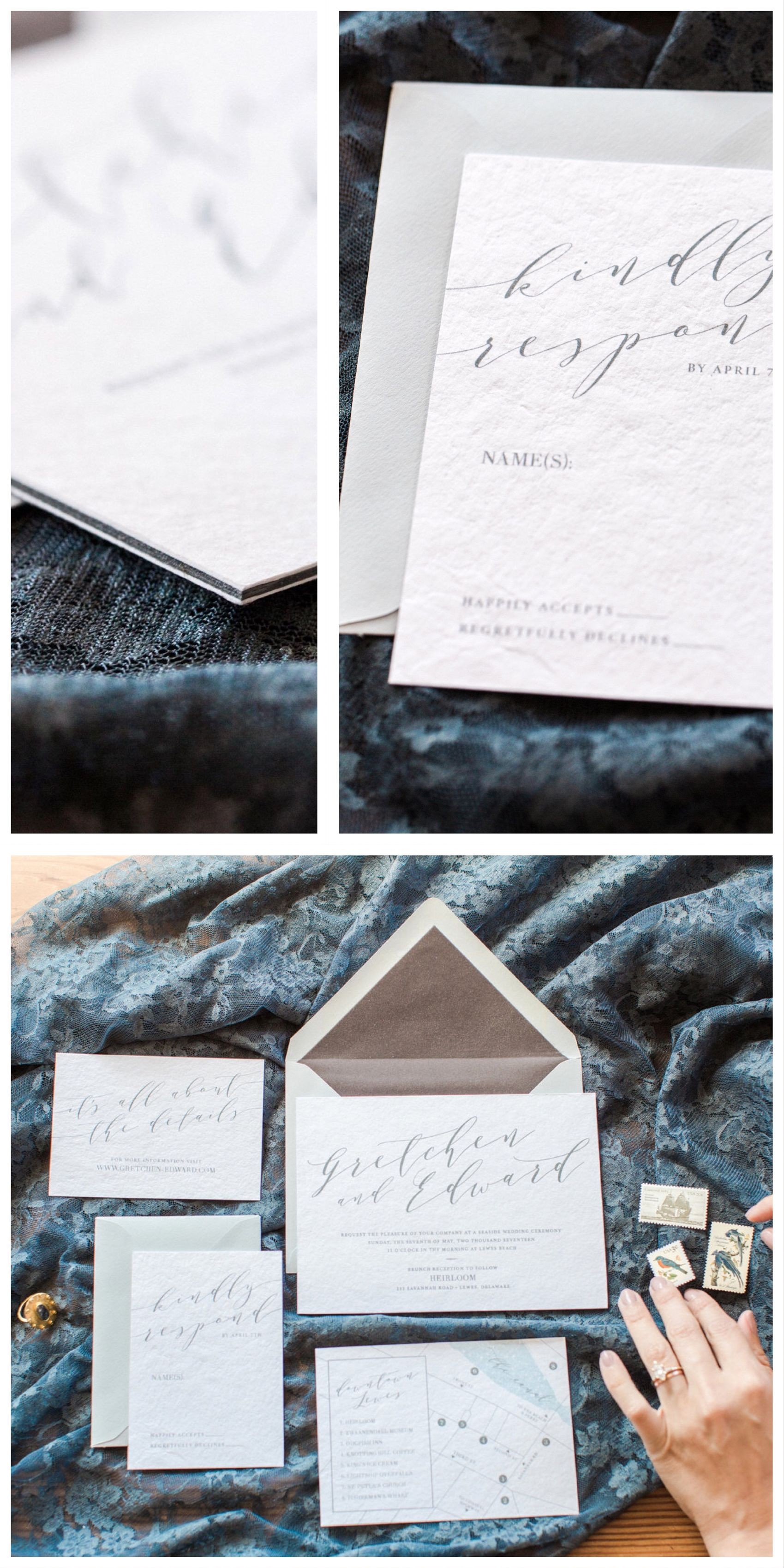Papercraft Wedding Handmade Paper Wedding Invitation with Velvet Envelope Liner by Penn