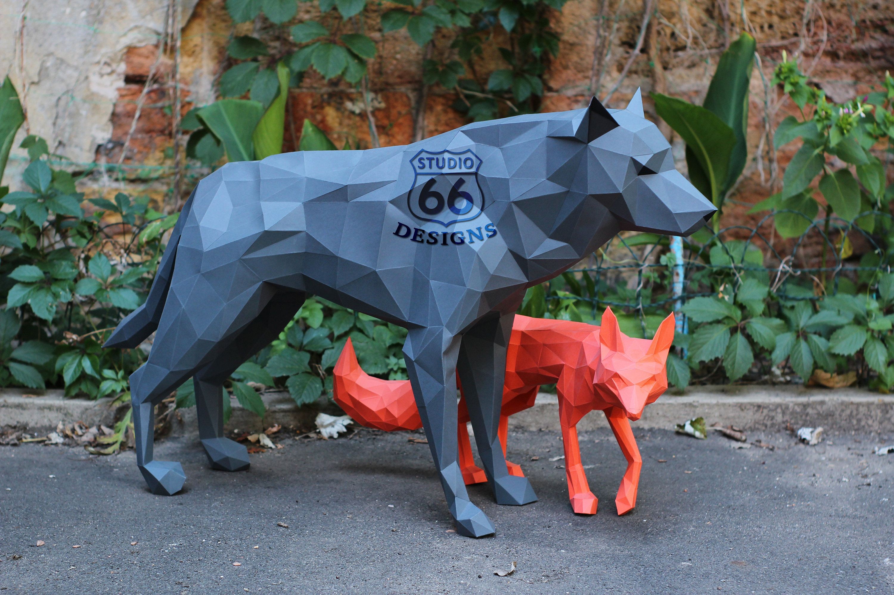Papercraft Wolf Diy Fox Papercraft Wolf Papercraft Red Fox Wolf and Fox Paper