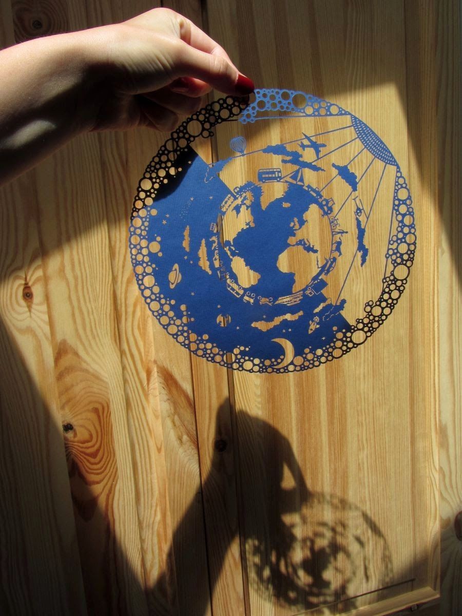 Papercraft World Intricate Paper Cut Featuring the World Surrounded by Different