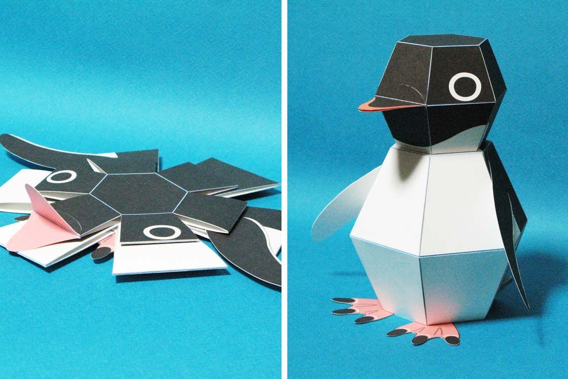 Penguin Papercraft Penguin Bomb – This origami assembles Itself when Dropped On the