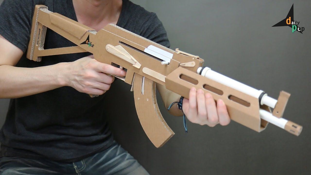 Pistol Papercraft How to Make Ak 47 that Shoots Bullets Cardboard Gun Diy
