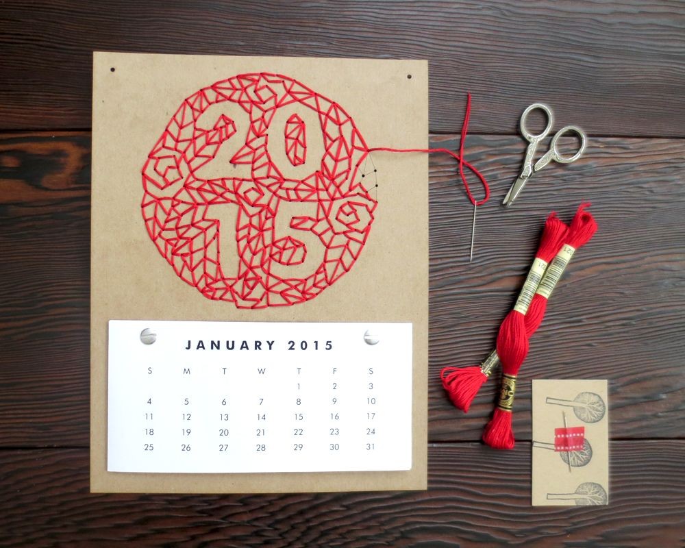 Pixelcraft Papercraft Diy Embroidery Kit 2015 Wall Calendar Put On Your Coziest socks