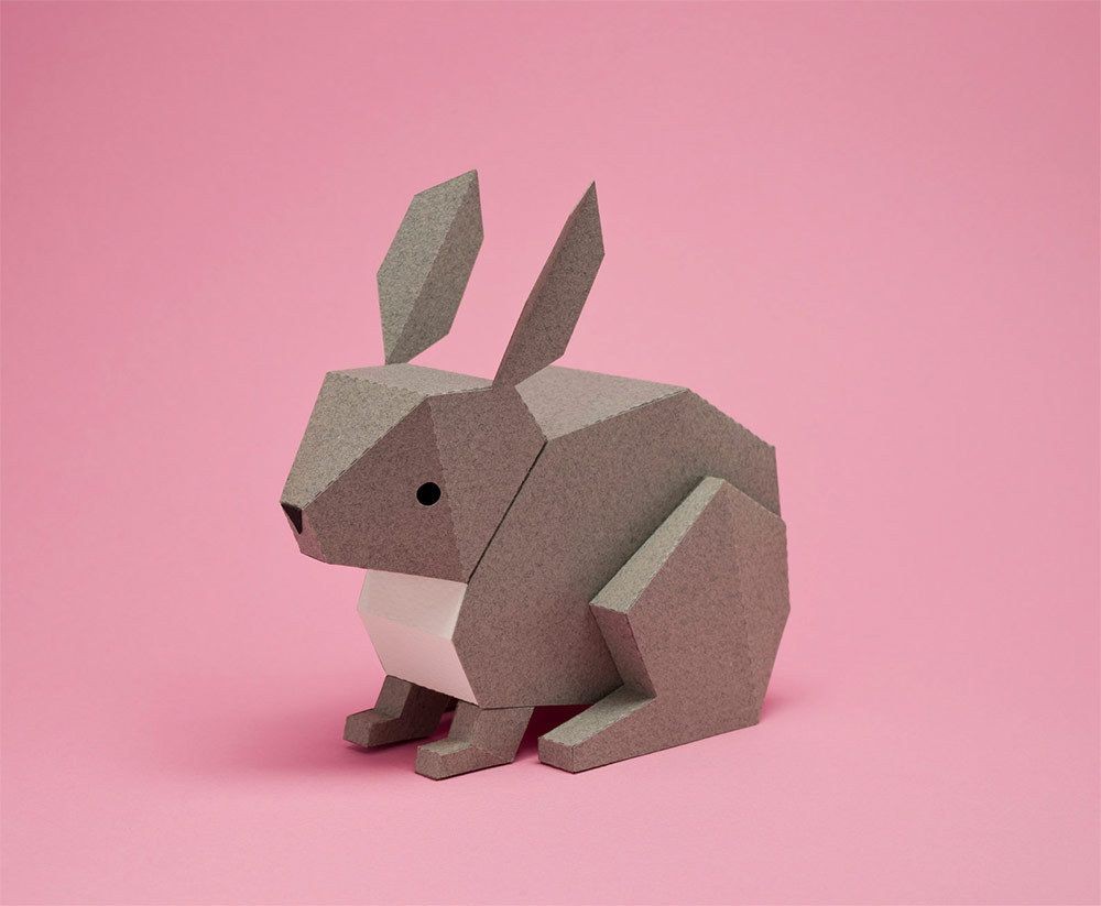 Rabbit Papercraft Pixeloft — Geometric Paper Cats and Other Creatures by