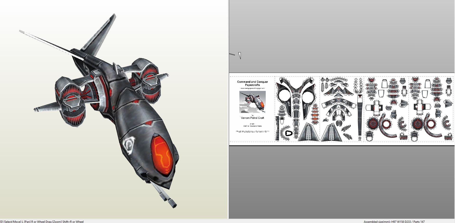 Rayman Papercraft Papercraft Pdo File Template for Mand & Conquer Venom Aircraft