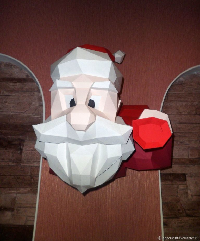 Santa Papercraft Polygon Figure 3d Paper Puzzle Trophy Santa Claus ...