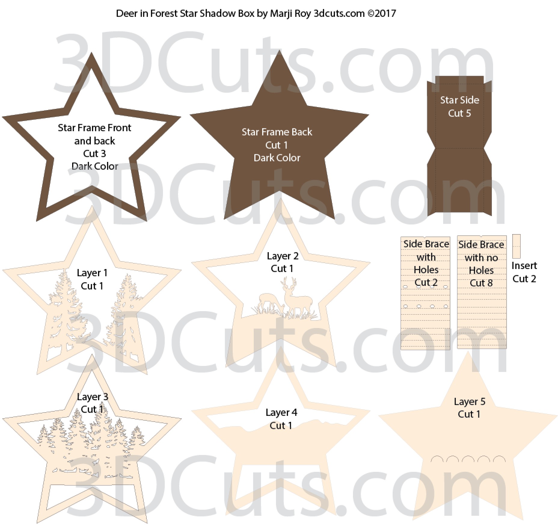 Shadow Papercraft 3d Star Nativity Shadow Box Cutting Files In Svg Pdf Png and Dxf
