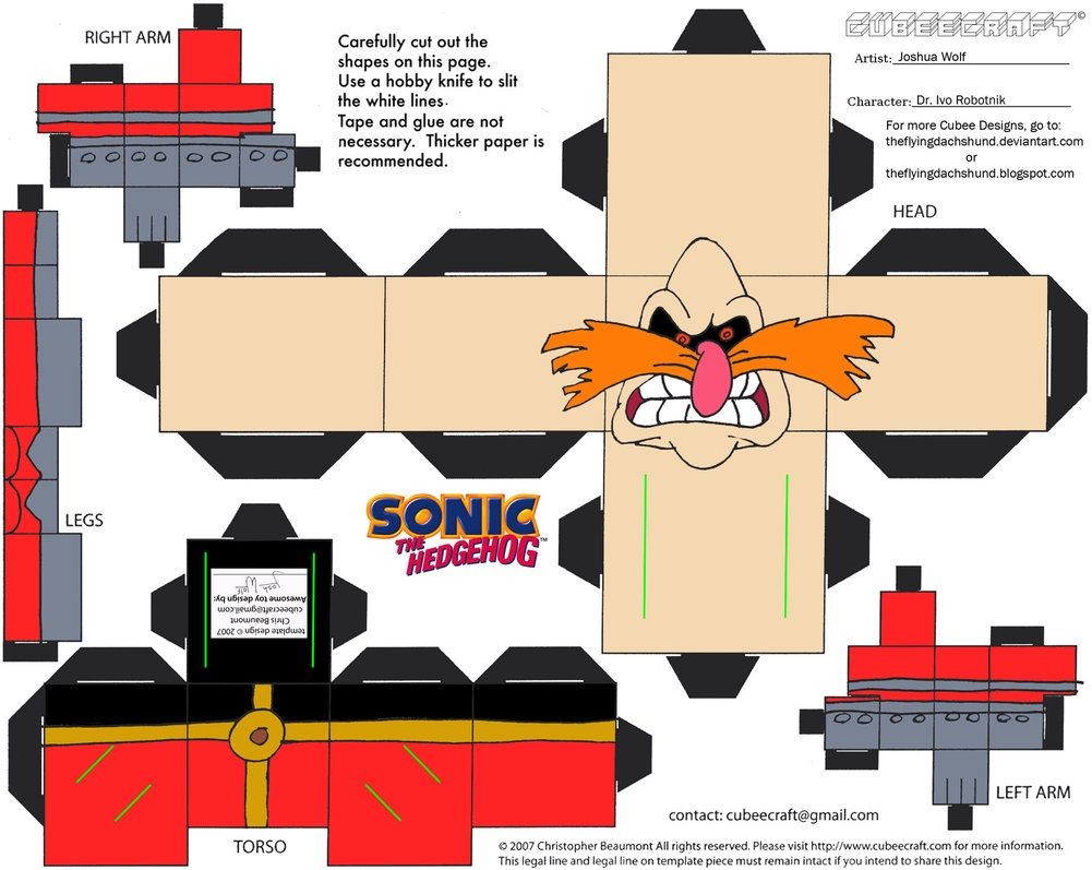 Sonic the Hedgehog Papercraft Vg 4 sonic Cubee by theflyingdachshund sonic Printables