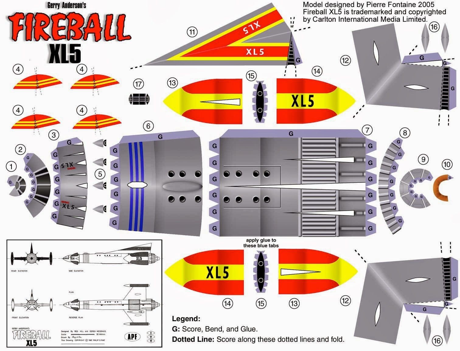 Space Shuttle Papercraft Paper Model Pattern Depicting the Spacecraft "fireball Xl5" From