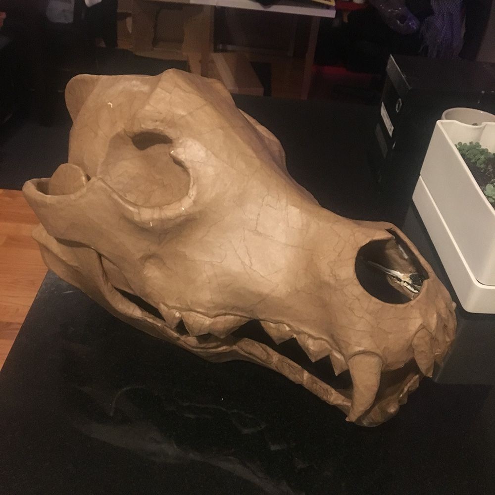 Splicer Mask Papercraft Paper Mache Wolf Skull Mask Work In Progress