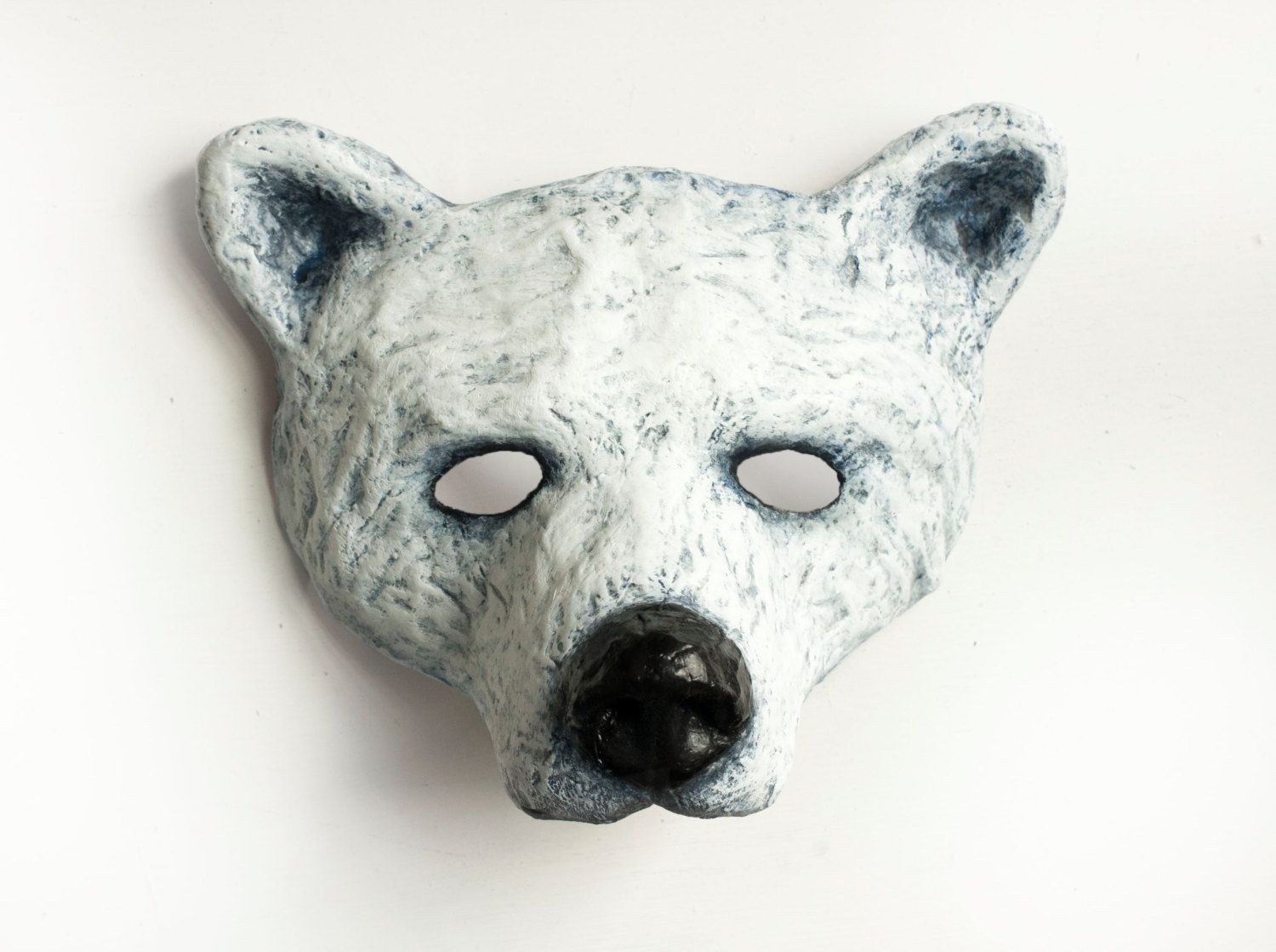 Splicer Mask Papercraft Polar Bear Animal Mask White Bear Paper Mask Papier Mache Mask