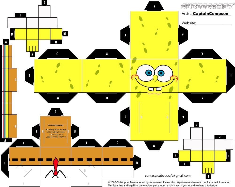 Spongebob Papercraft Spongebob Cubeecraft by Captain Pson