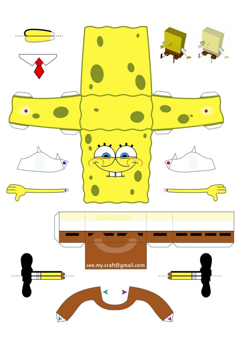 Printable Spongebob Papercraft - Printable Papercrafts - Printable ...