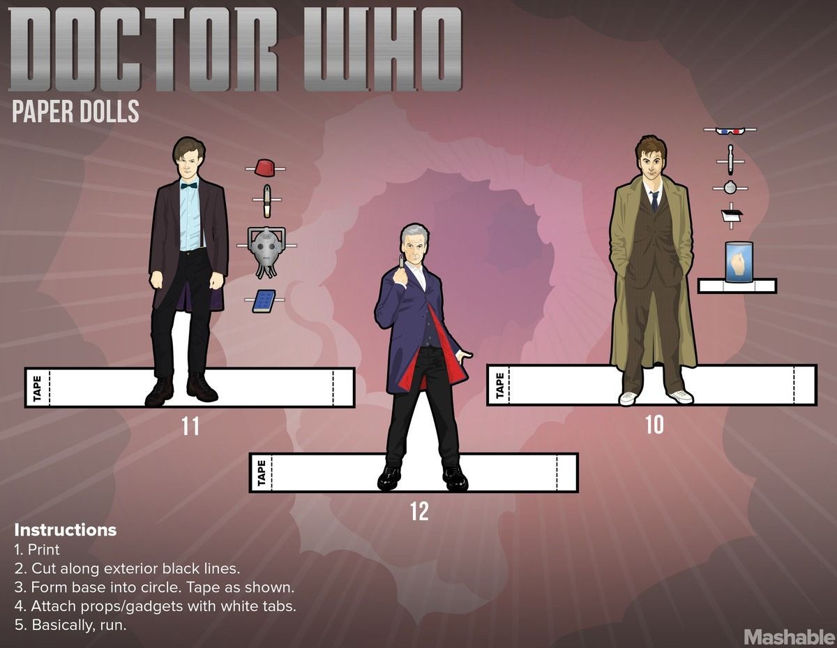 Tardis Papercraft Print Your Own Doctor who Paper Dolls Geek Crafts
