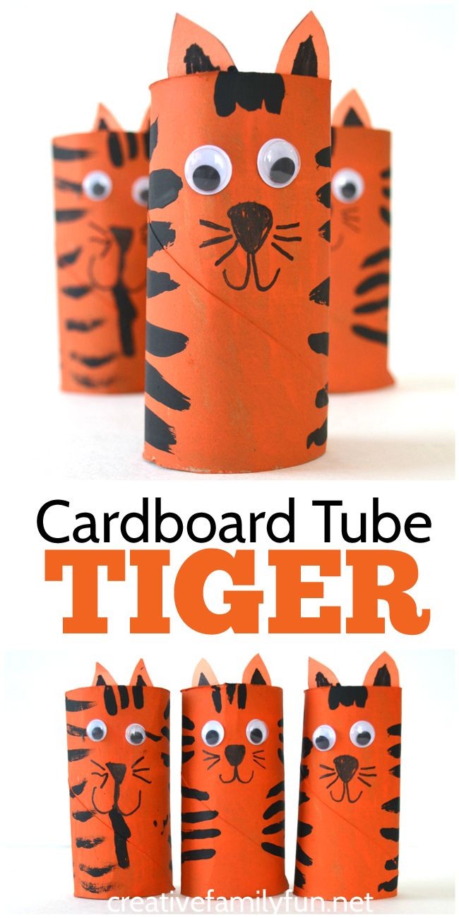 Tiger Papercraft Cardboard Tube Tiger Craft for Kids