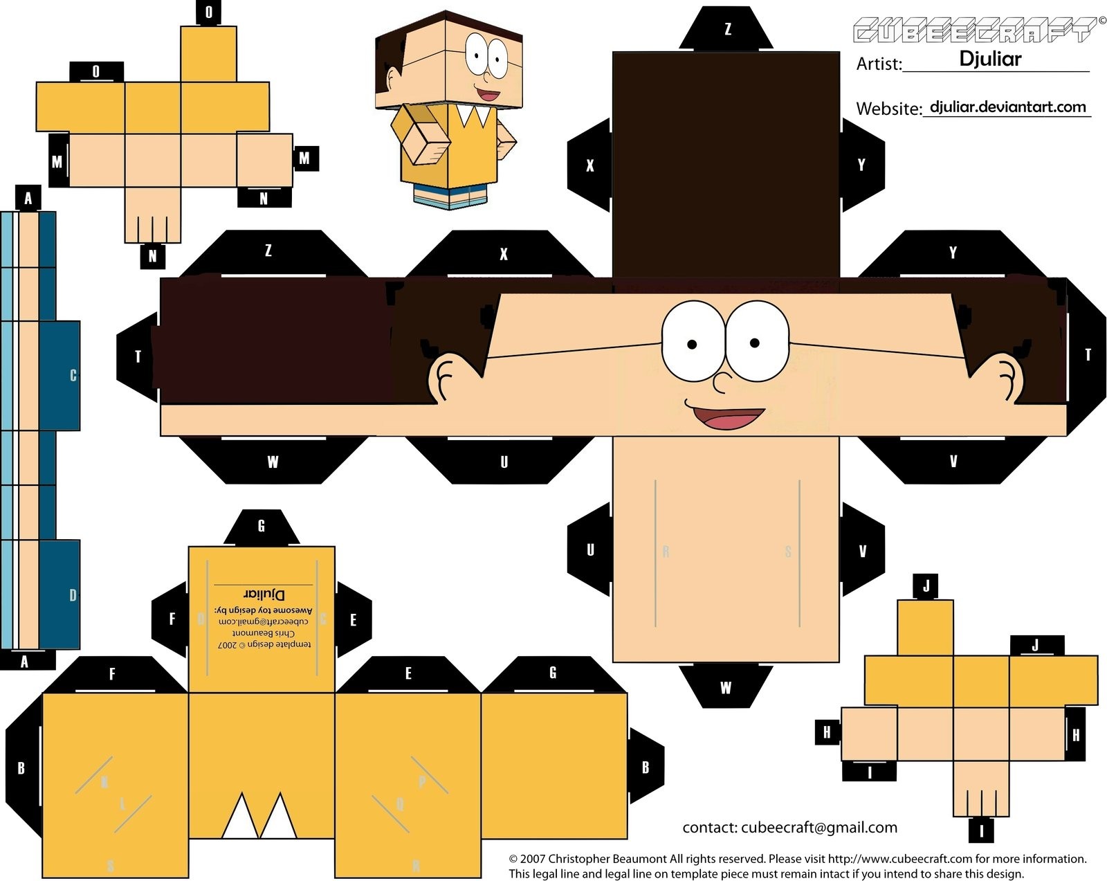 Toon Link Papercraft Cubeecraft Nobita by Djuliar by Djuliar On Deviantart
