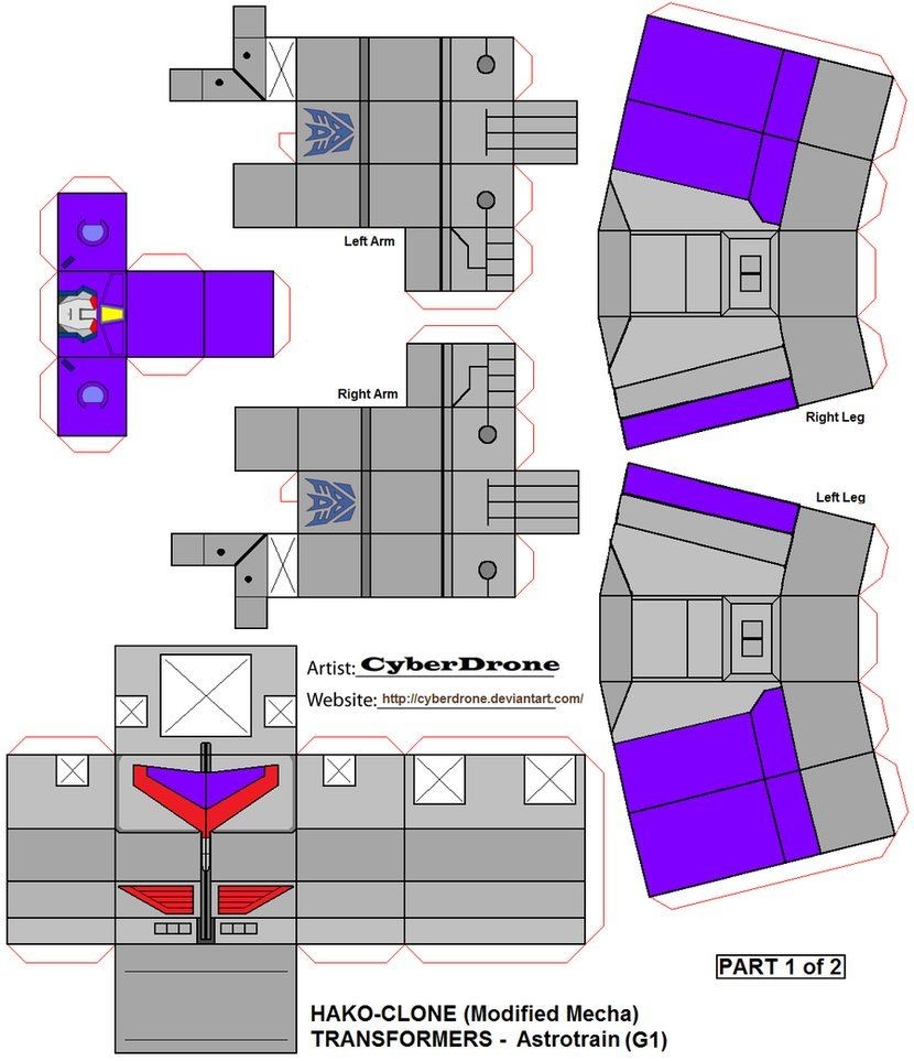 Transformers Papercraft Hako Clone astrotrain 1of2 by Cyberdroneviantart On