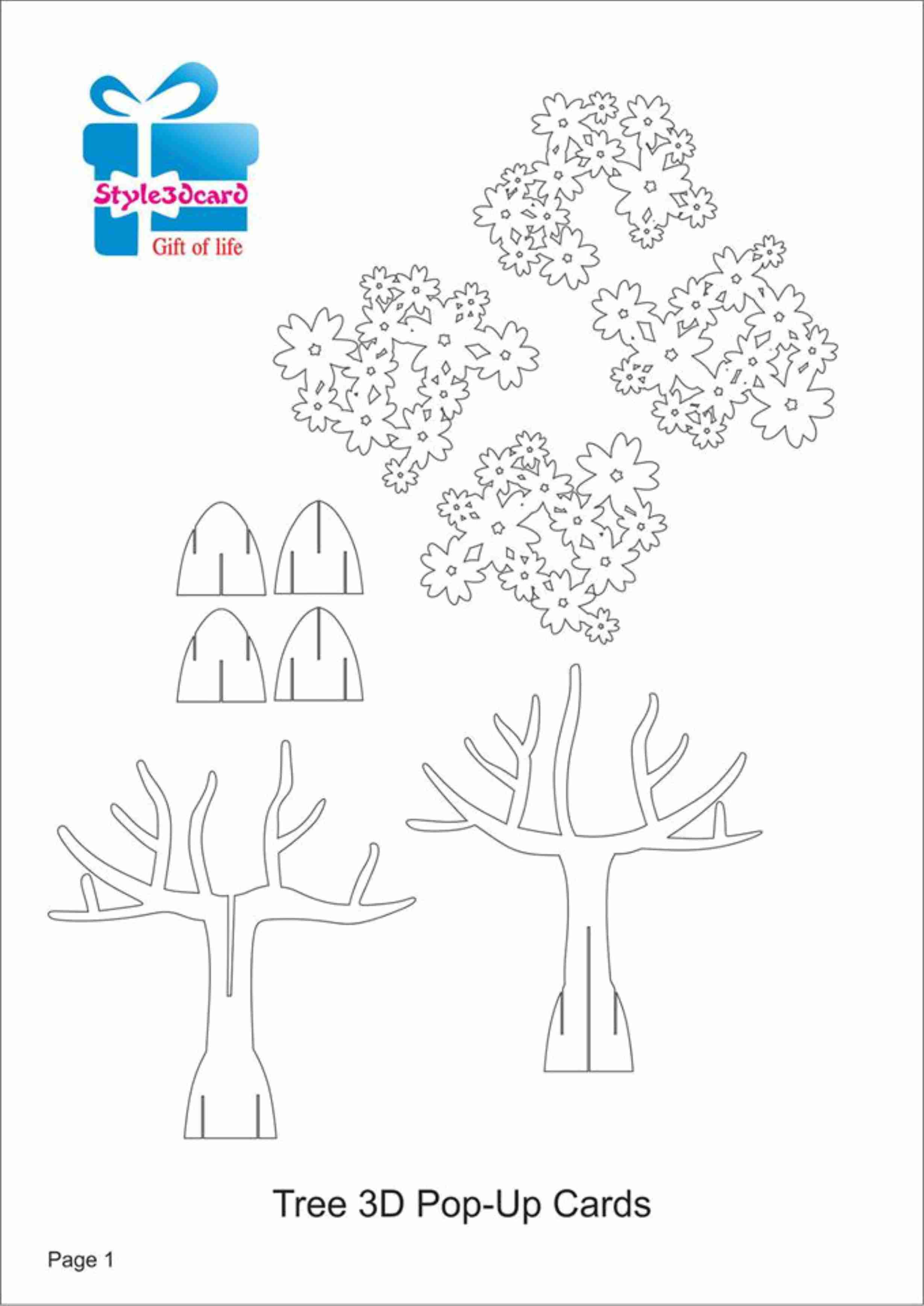 Tree Papercraft Tree 20d Pop Up Card Kirigami Pattern 20 - Printable Inside Pop Up Tree Card Template