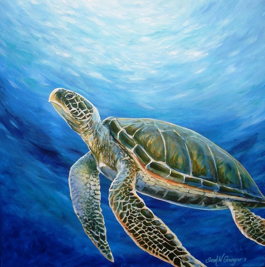 Turtle Papercraft Sea Turtle Painting Sea Turtle Fine Art Print Art