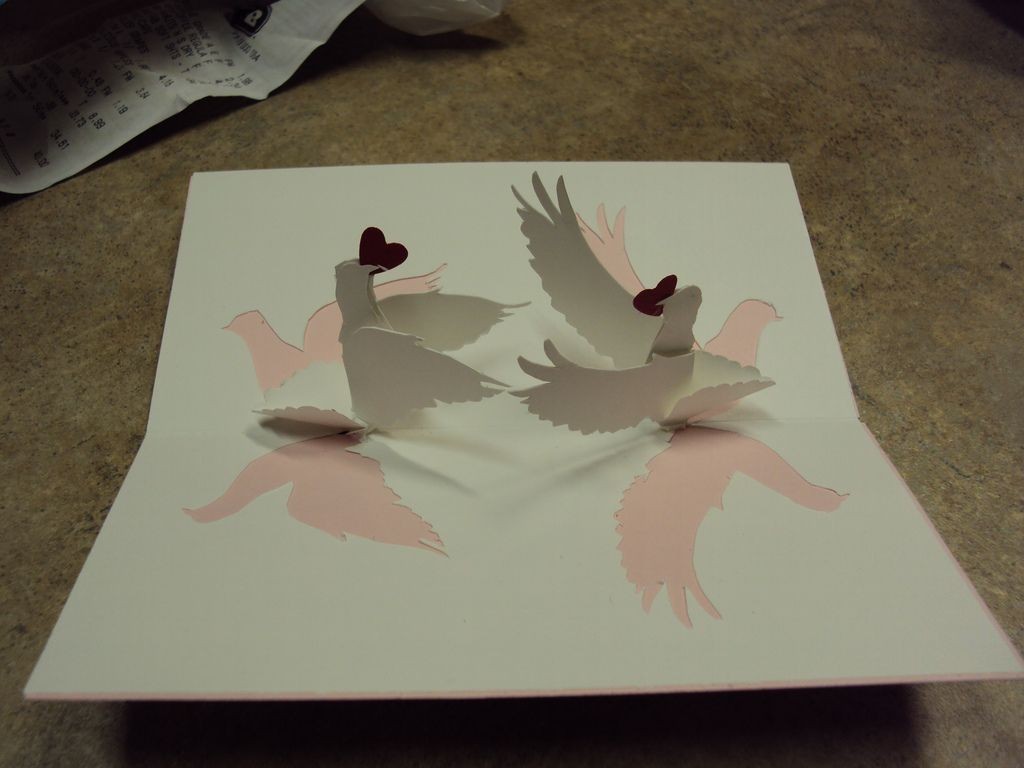 Wedding Papercraft Love Birds Pop Up Wedding Card Inside