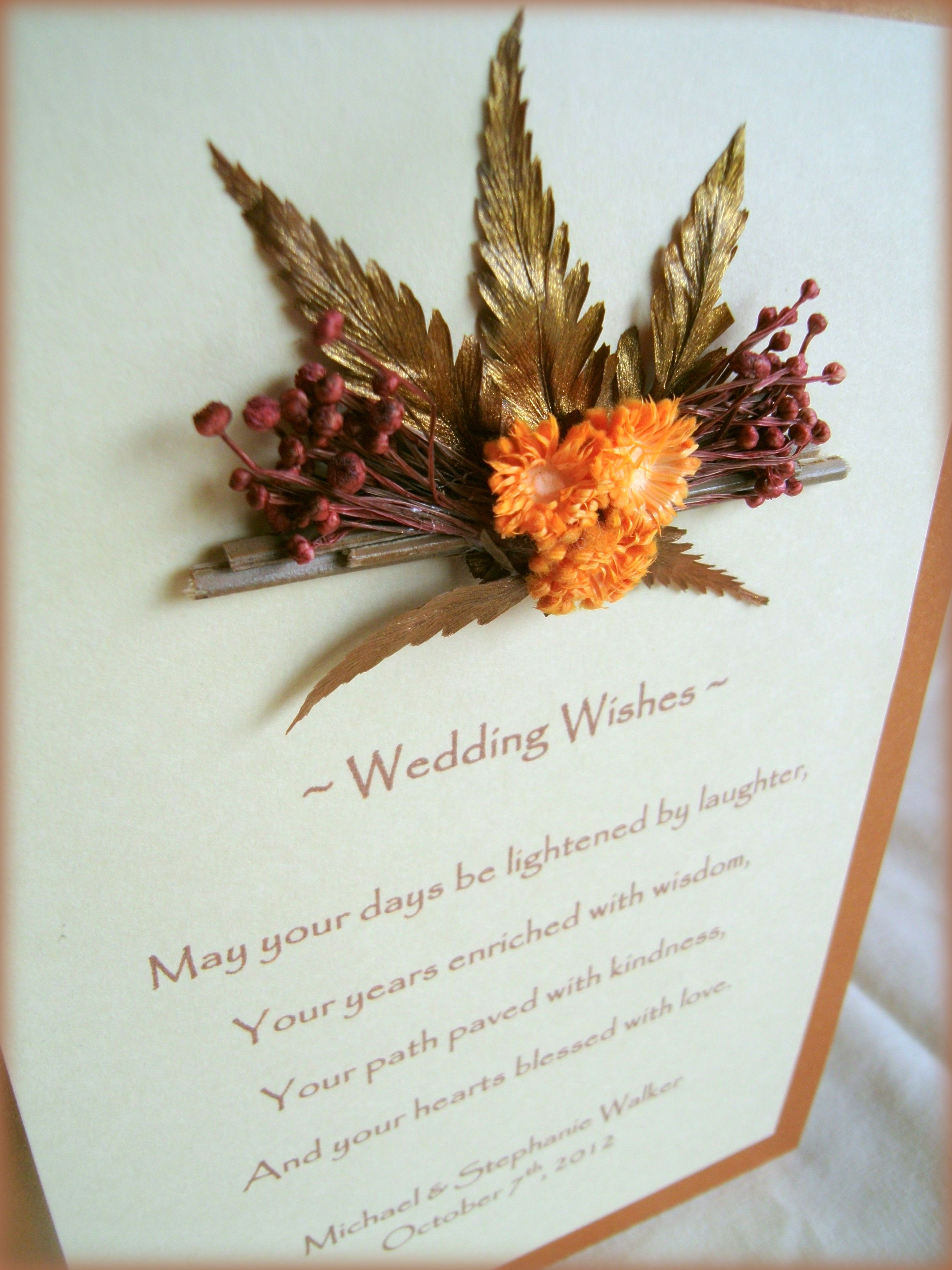 Wedding Papercraft Papercraft & Dried Florals Gift Card "may Your Days Be Lightened