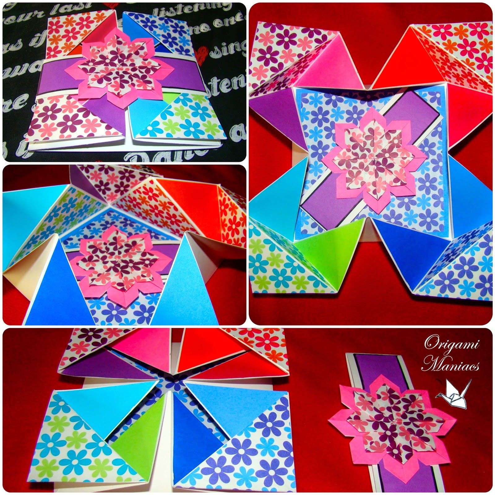 Windmill Papercraft origami Maniacs origami Card with the Windmill Base Tarjeta De